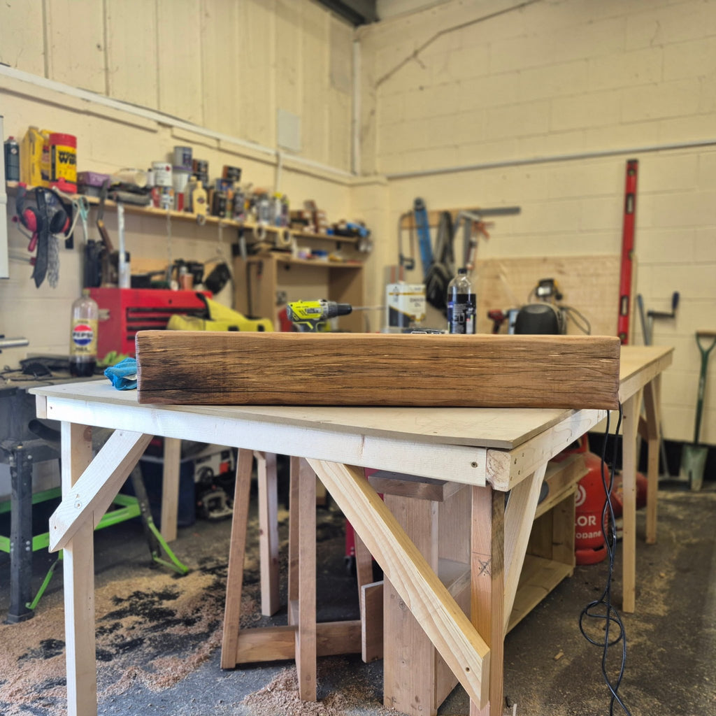 Rustic Oak Mantel Beam - 10cm x 15cm - A.B Woodworking
