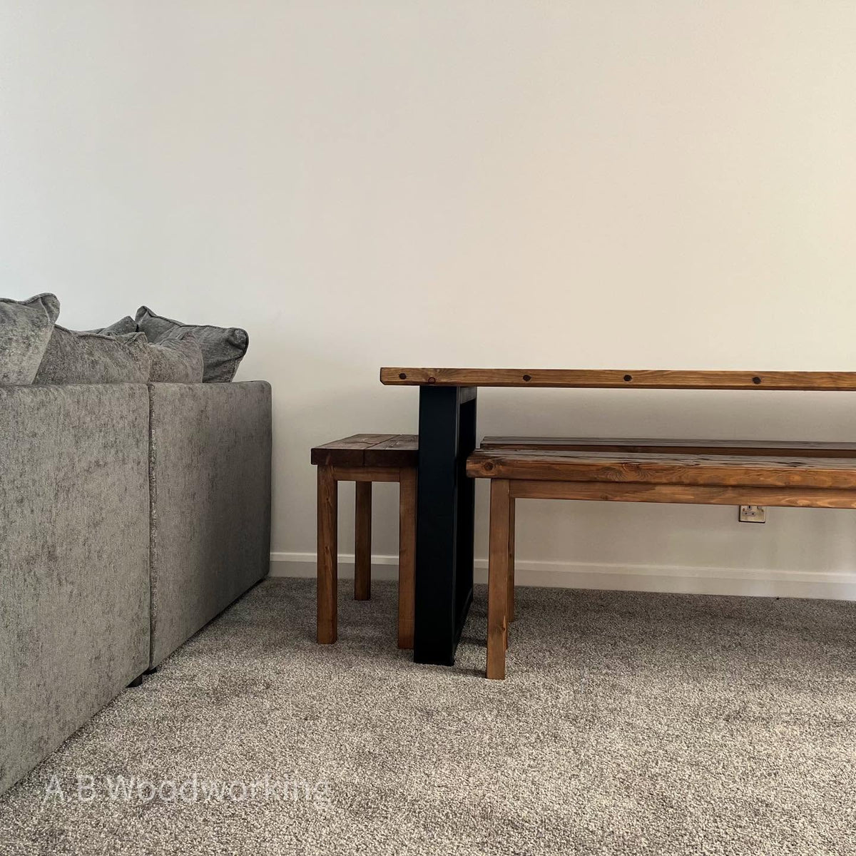 Thornaby Wide Steel Leg Dining Table - 67.5cm Wide - A.B Woodworking