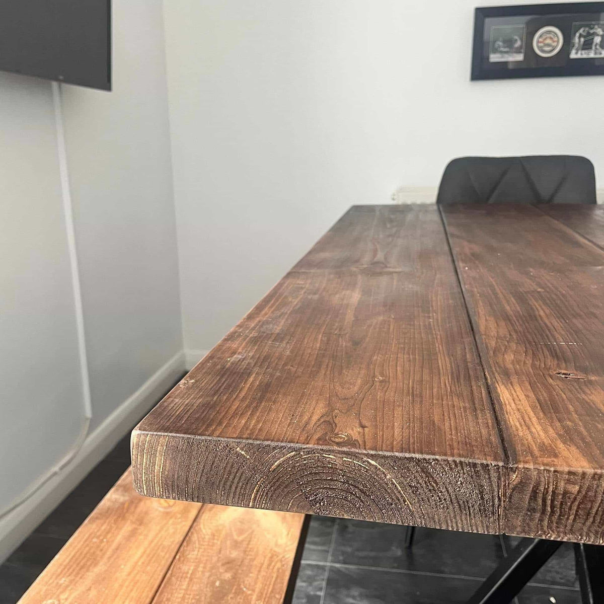 Yarm Dining Table With Handmade Steel Legs - 67.5cm Wide - A.B Woodworking