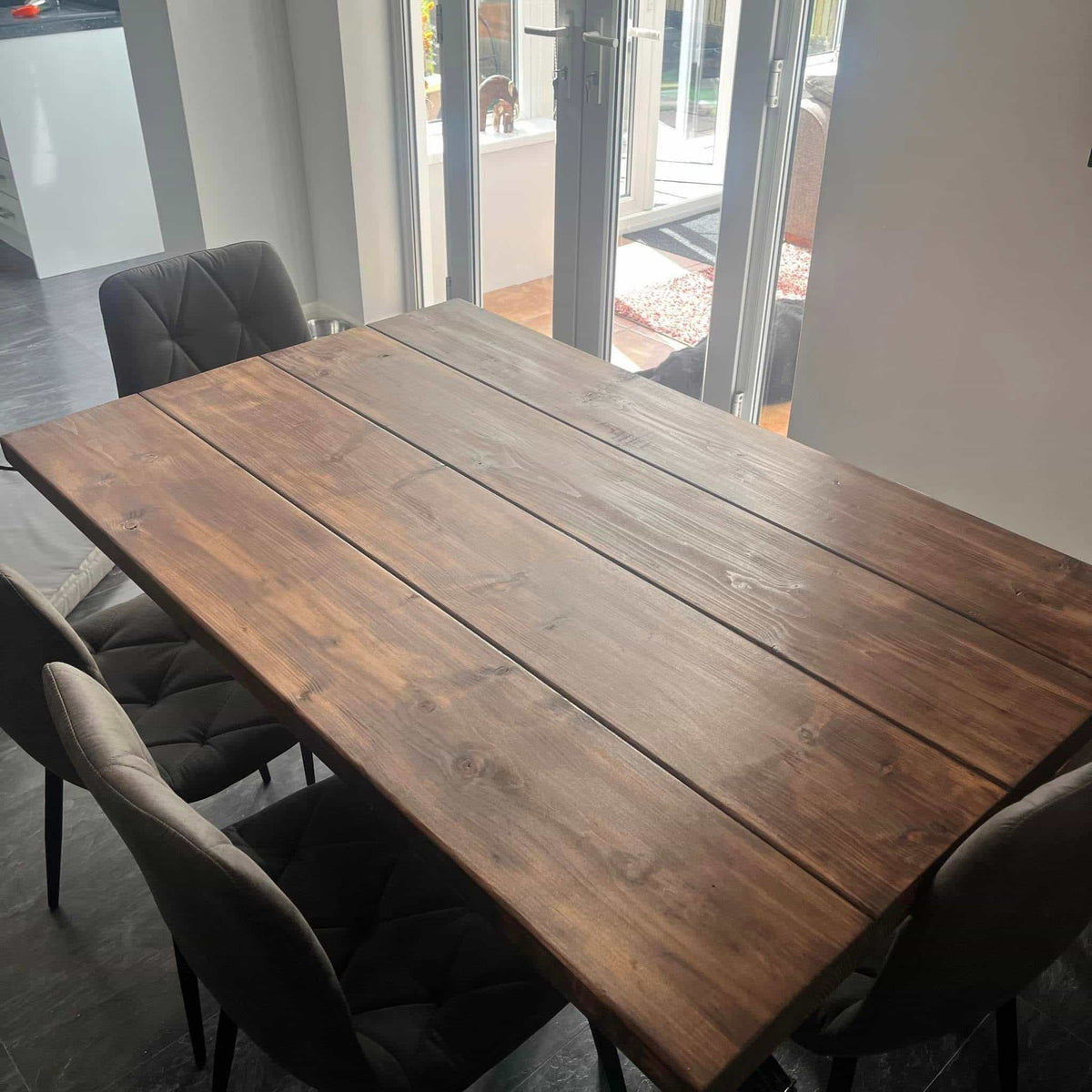 Yarm Dining Table With Handmade Steel Legs - 67.5cm Wide - A.B Woodworking