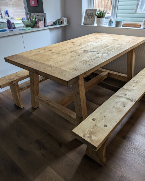 Norton Rustic Farmhouse Dining Table - 67.5cm Wide - A.B Woodworking