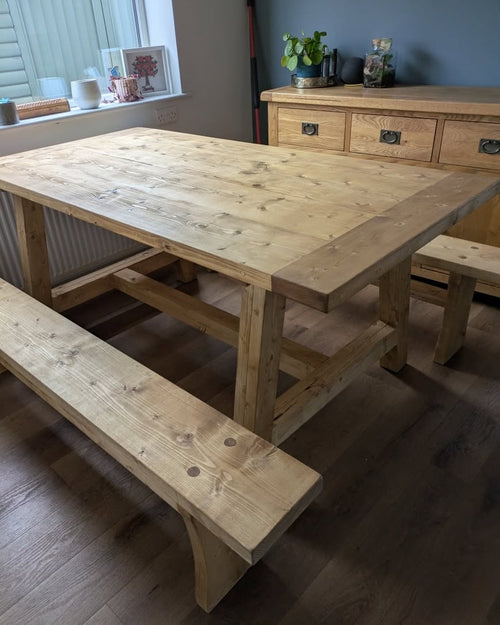 Norton Rustic Farmhouse Dining Table - 67.5cm Wide - A.B Woodworking