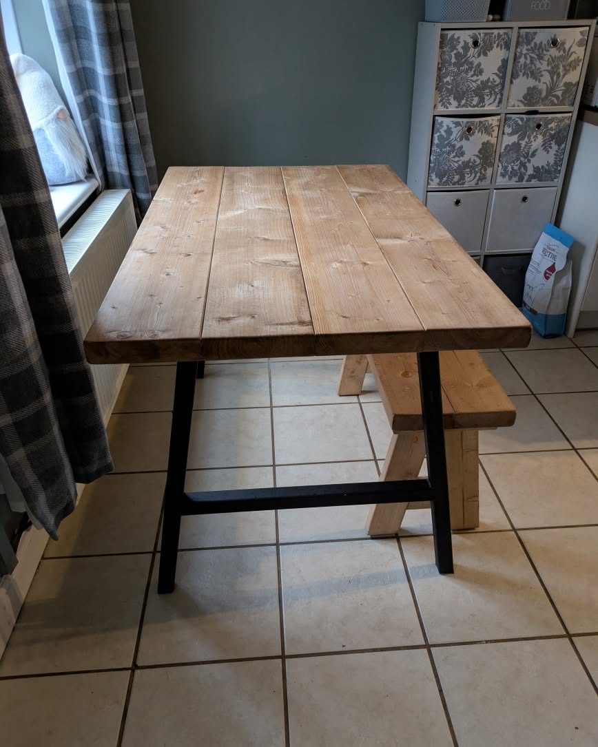Yarm Dining Table With Handmade Steel Legs - 67.5cm Wide - A.B Woodworking