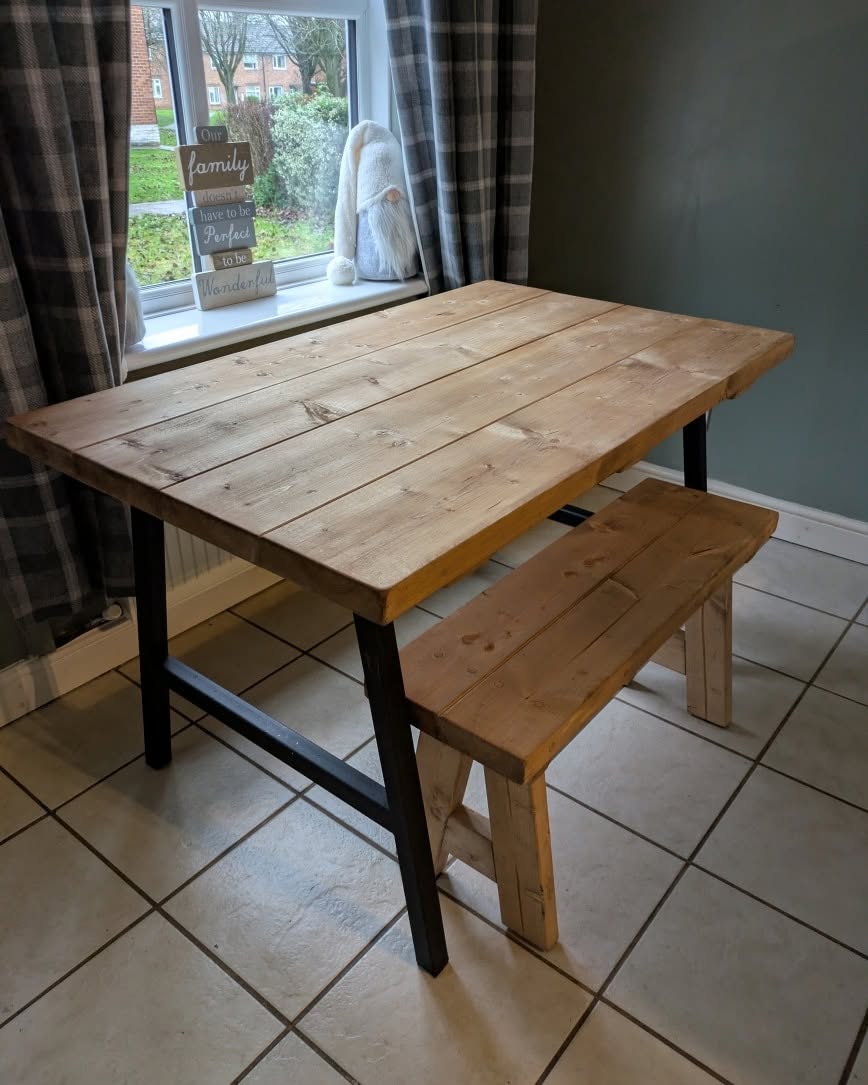 Yarm Dining Table With Handmade Steel Legs - 67.5cm Wide - A.B Woodworking